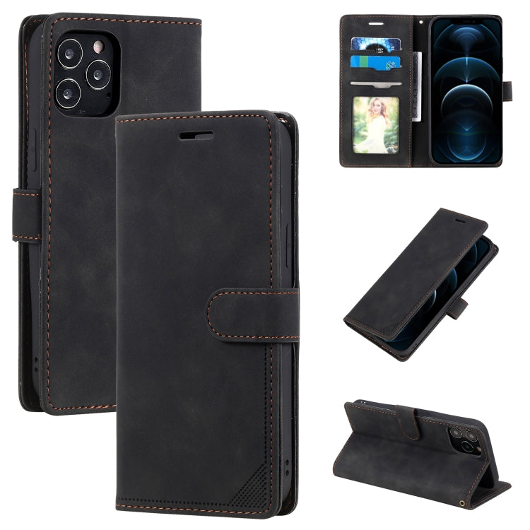 For iPhone 12 Pro Max Skin Feel Anti-theft Brush Horizontal Flip Leather Phone Case