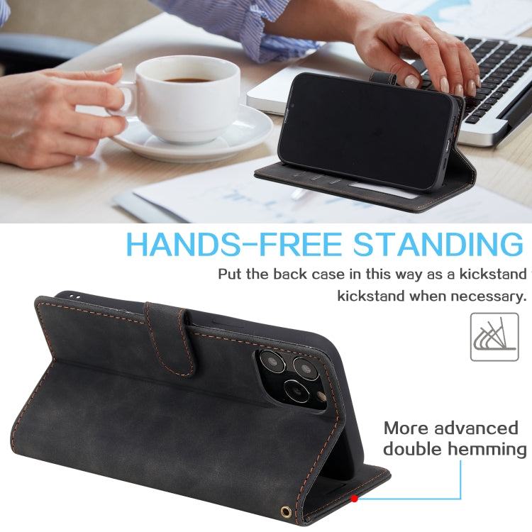 For iPhone 12 Pro Max Skin Feel Anti-theft Brush Horizontal Flip Leather Phone Case