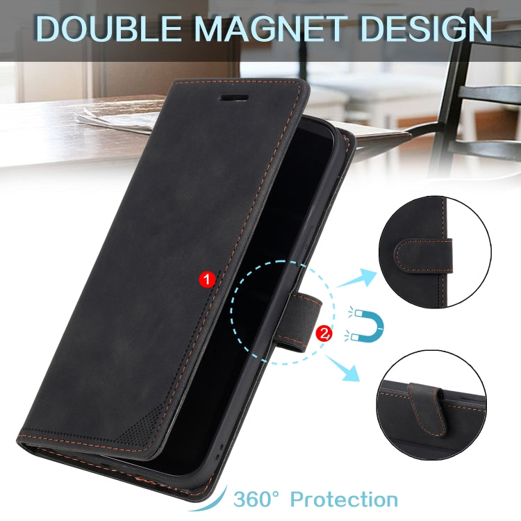For iPhone 12 Pro Max Skin Feel Anti-theft Brush Horizontal Flip Leather Phone Case