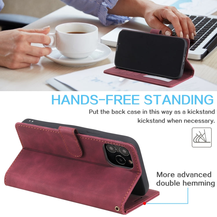 For iPhone 12 Pro Max Skin Feel Anti-theft Brush Horizontal Flip Leather Phone Case