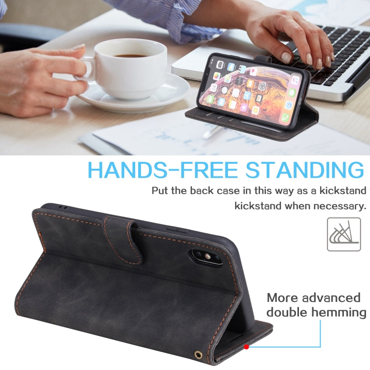 For iPhone XS Max Skin Feel Anti-theft Brush Horizontal Flip Leather Phone Case
