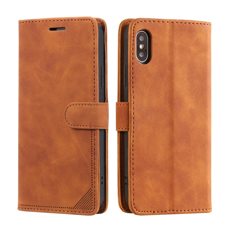 For iPhone X / XS Skin Feel Anti-theft Brush Horizontal Flip Leather Phone Case
