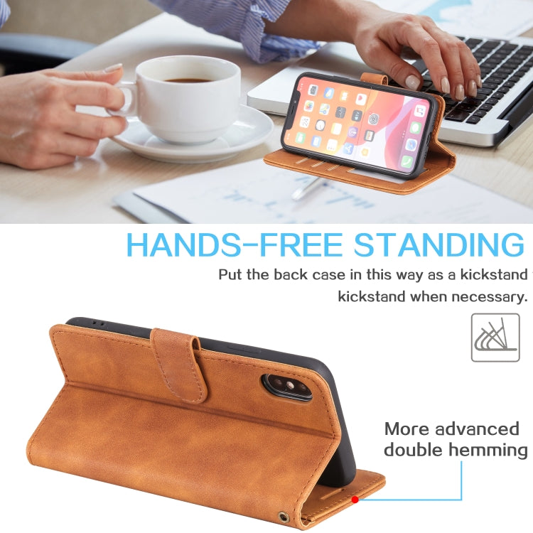 For iPhone X / XS Skin Feel Anti-theft Brush Horizontal Flip Leather Phone Case