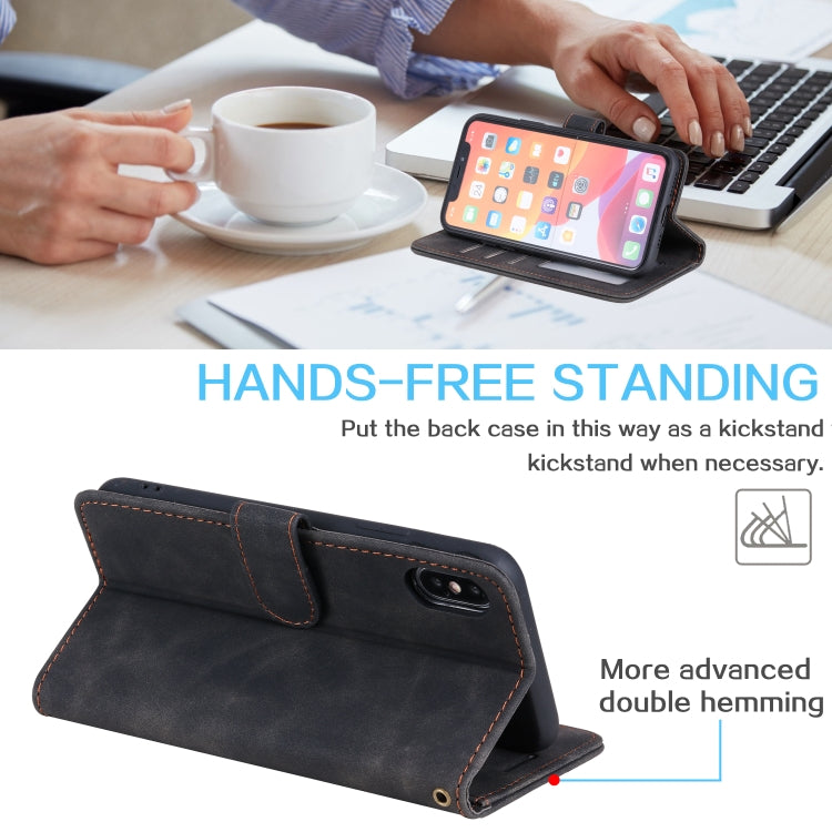 For iPhone X / XS Skin Feel Anti-theft Brush Horizontal Flip Leather Phone Case