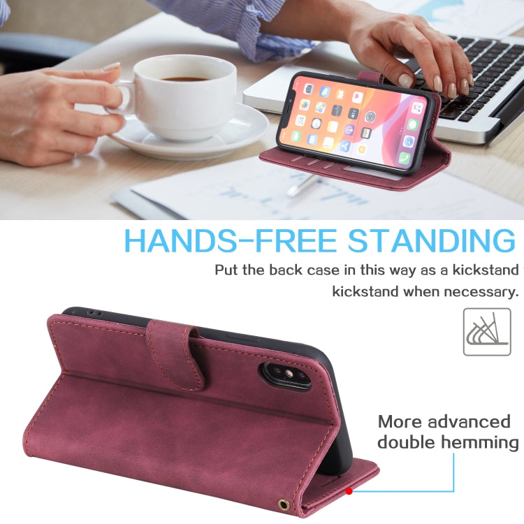 For iPhone X / XS Skin Feel Anti-theft Brush Horizontal Flip Leather Phone Case