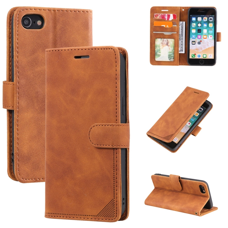 For iPhone SE 2022 / SE 2020 / 8 / 7 Skin Feel Anti-theft Brush Horizontal Flip Leather Phone Case