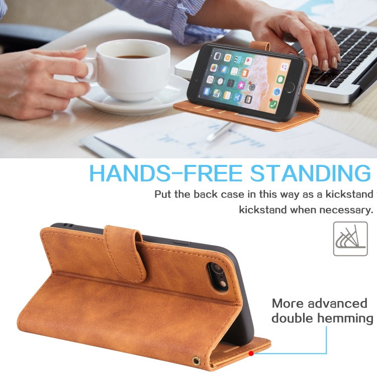 For iPhone SE 2022 / SE 2020 / 8 / 7 Skin Feel Anti-theft Brush Horizontal Flip Leather Phone Case