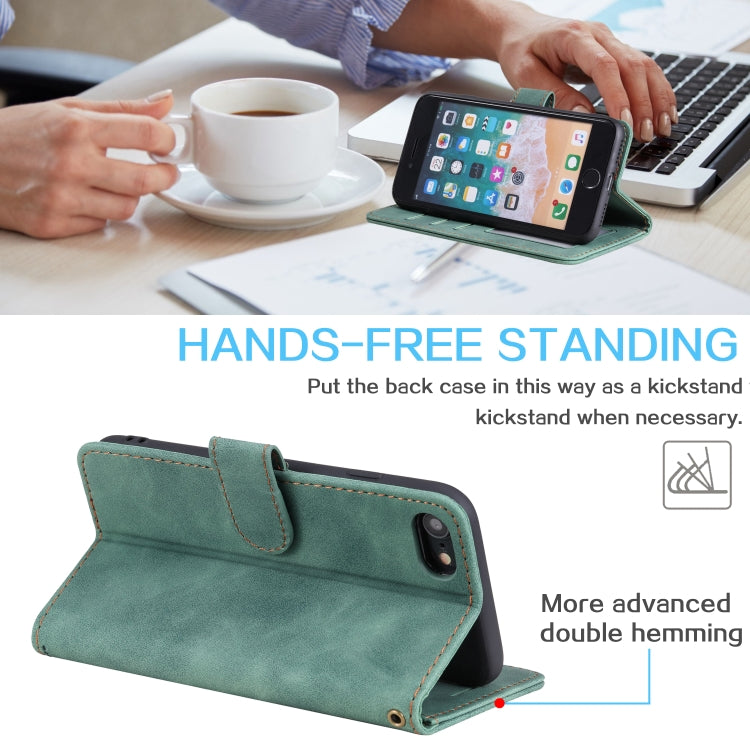 For iPhone SE 2022 / SE 2020 / 8 / 7 Skin Feel Anti-theft Brush Horizontal Flip Leather Phone Case