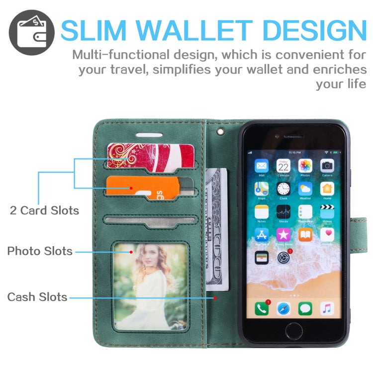 For iPhone SE 2022 / SE 2020 / 8 / 7 Skin Feel Anti-theft Brush Horizontal Flip Leather Phone Case