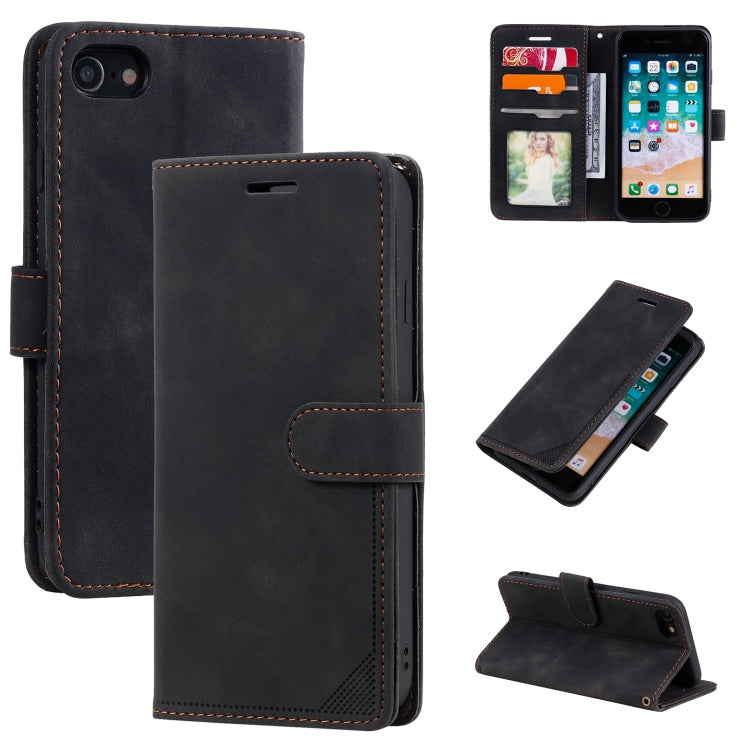 For iPhone SE 2022 / SE 2020 / 8 / 7 Skin Feel Anti-theft Brush Horizontal Flip Leather Phone Case