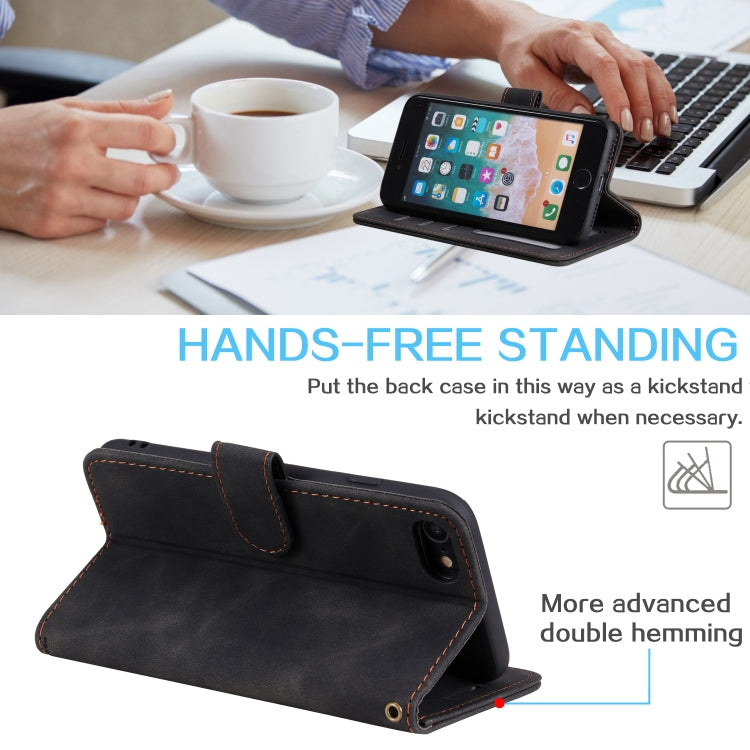 For iPhone SE 2022 / SE 2020 / 8 / 7 Skin Feel Anti-theft Brush Horizontal Flip Leather Phone Case