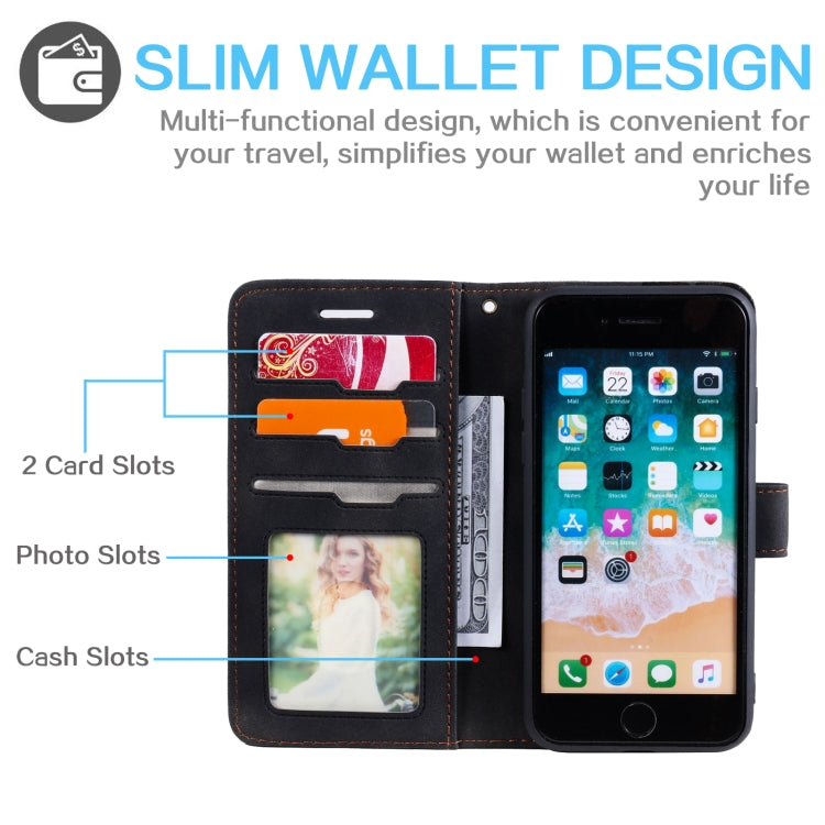 For iPhone SE 2022 / SE 2020 / 8 / 7 Skin Feel Anti-theft Brush Horizontal Flip Leather Phone Case