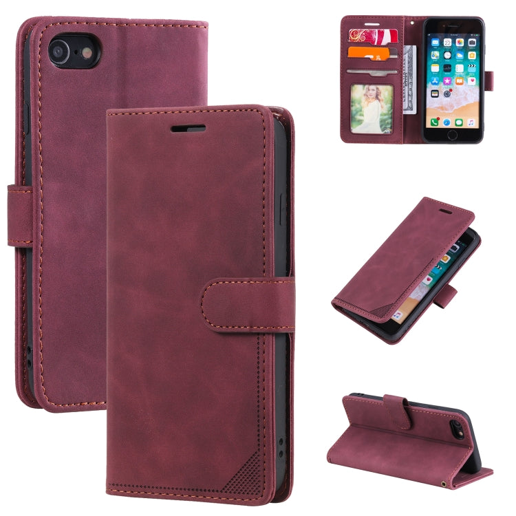 For iPhone SE 2022 / SE 2020 / 8 / 7 Skin Feel Anti-theft Brush Horizontal Flip Leather Phone Case