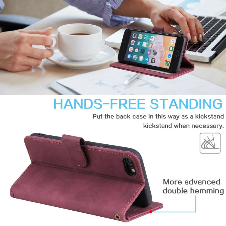 For iPhone SE 2022 / SE 2020 / 8 / 7 Skin Feel Anti-theft Brush Horizontal Flip Leather Phone Case