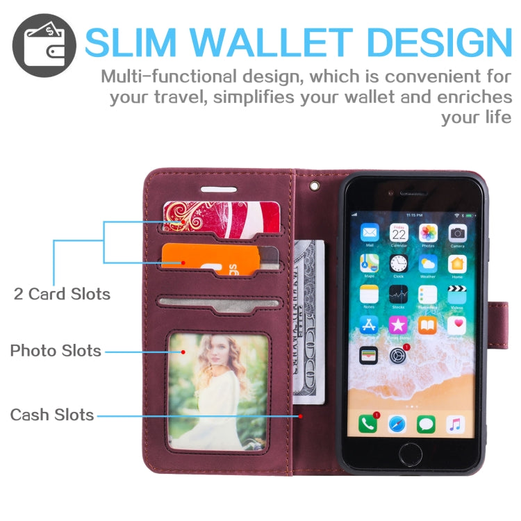 For iPhone SE 2022 / SE 2020 / 8 / 7 Skin Feel Anti-theft Brush Horizontal Flip Leather Phone Case