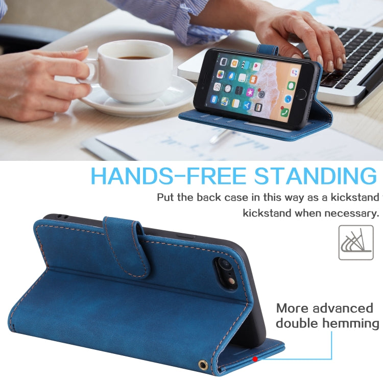 For iPhone SE 2022 / SE 2020 / 8 / 7 Skin Feel Anti-theft Brush Horizontal Flip Leather Phone Case