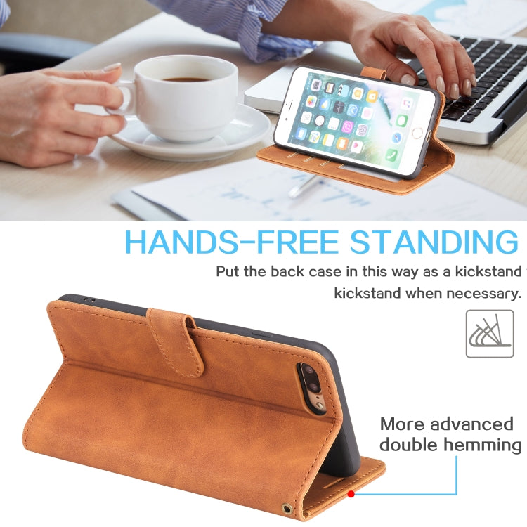 Skin Feel Anti-theft Brush Horizontal Flip Leather Phone Case For iPhone 8 Plus & 7 Plus