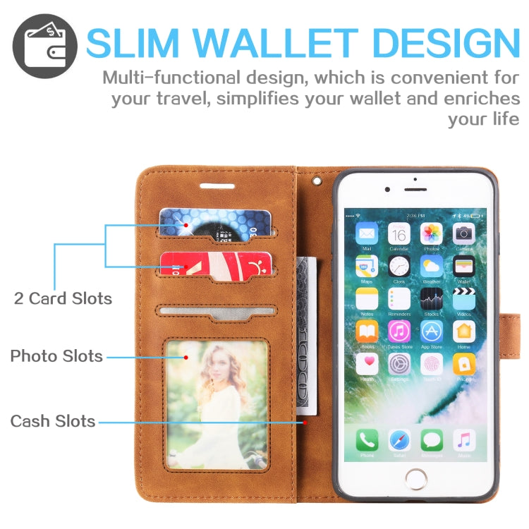 Skin Feel Anti-theft Brush Horizontal Flip Leather Phone Case For iPhone 8 Plus & 7 Plus