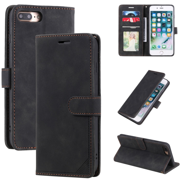 Skin Feel Anti-theft Brush Horizontal Flip Leather Phone Case For iPhone 8 Plus & 7 Plus