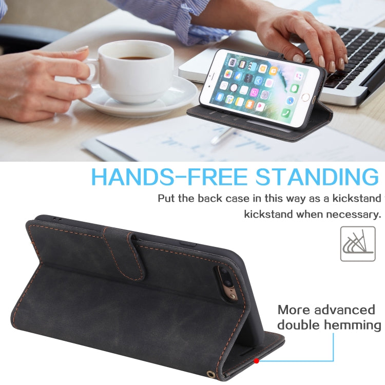 Skin Feel Anti-theft Brush Horizontal Flip Leather Phone Case For iPhone 8 Plus & 7 Plus