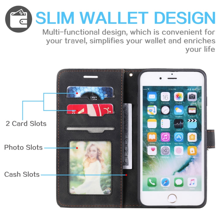 Skin Feel Anti-theft Brush Horizontal Flip Leather Phone Case For iPhone 8 Plus & 7 Plus