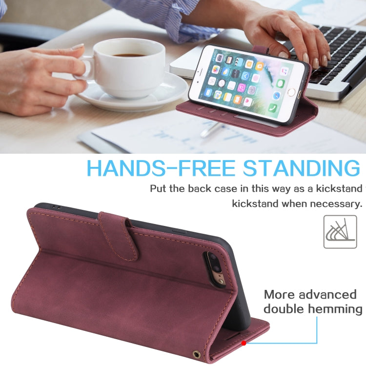 Skin Feel Anti-theft Brush Horizontal Flip Leather Phone Case For iPhone 8 Plus & 7 Plus
