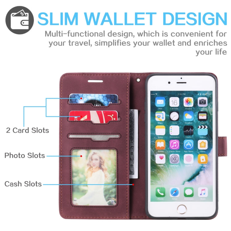 Skin Feel Anti-theft Brush Horizontal Flip Leather Phone Case For iPhone 8 Plus & 7 Plus