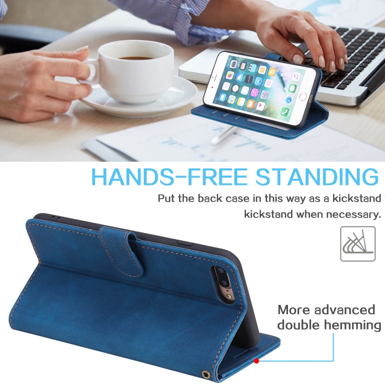 Skin Feel Anti-theft Brush Horizontal Flip Leather Phone Case For iPhone 8 Plus & 7 Plus
