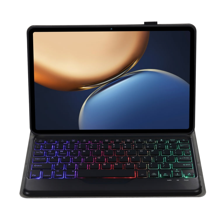 AHV7-BS Lambskin Texture Tri-color Backlight Bluetooth Keyboard Leather Tablet Case For Honor Tablet V7 Pro