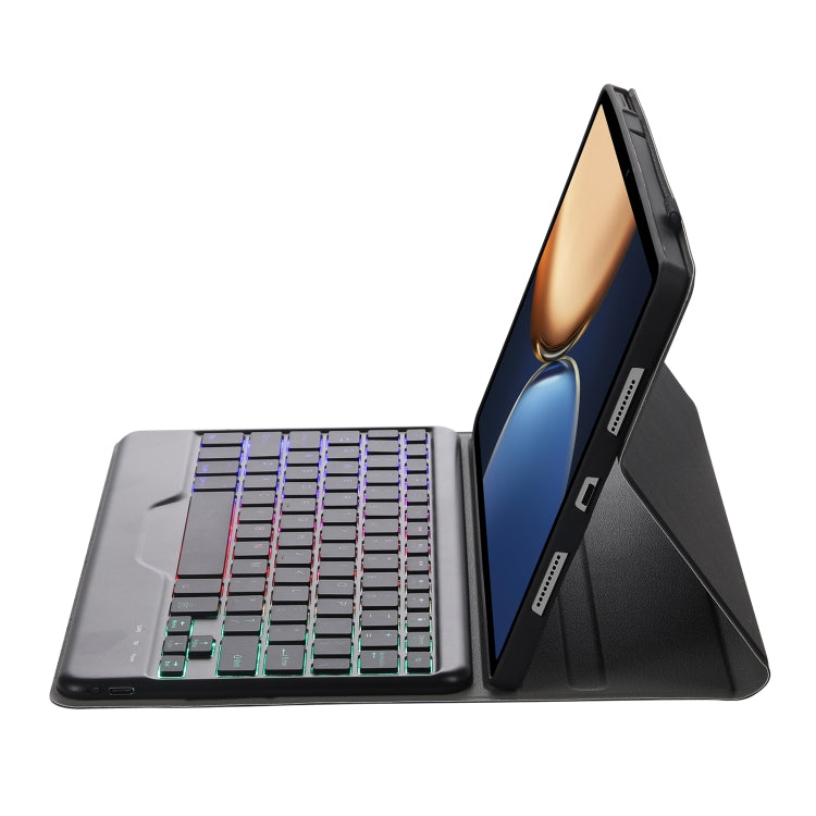 AHV7-BS Lambskin Texture Tri-color Backlight Bluetooth Keyboard Leather Tablet Case For Honor Tablet V7 Pro