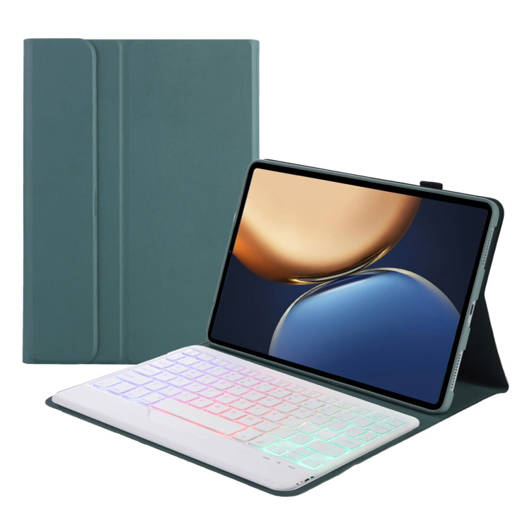 AHV7-BS Lambskin Texture Tri-color Backlight Bluetooth Keyboard Leather Tablet Case For Honor Tablet V7 Pro