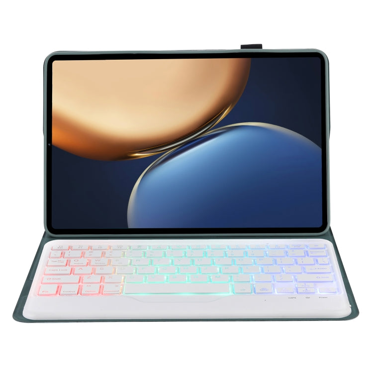 AHV7-BS Lambskin Texture Tri-color Backlight Bluetooth Keyboard Leather Tablet Case For Honor Tablet V7 Pro