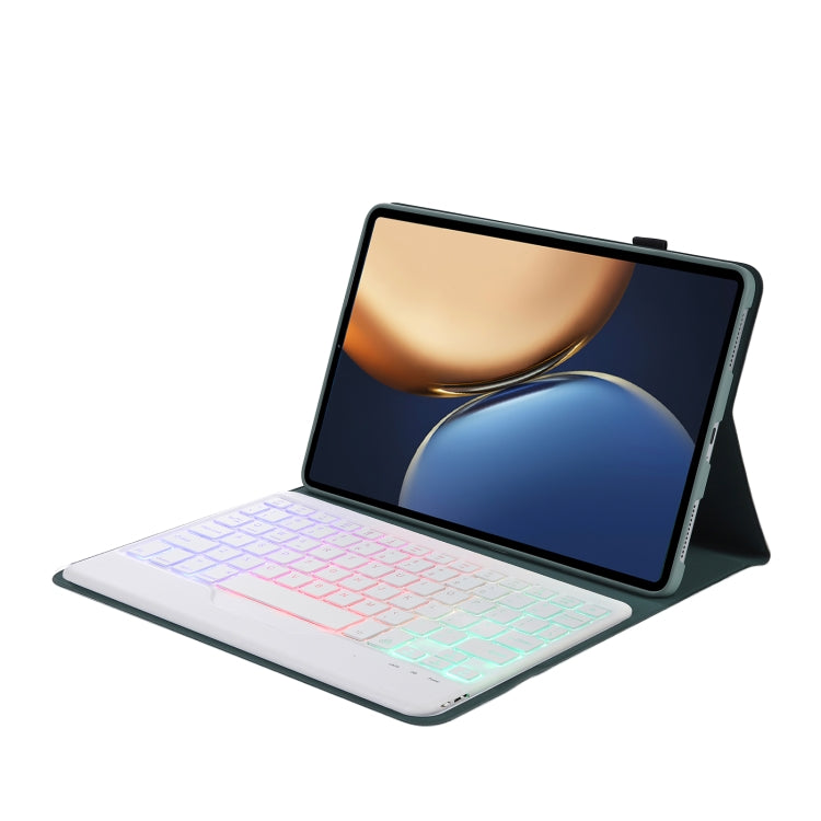 AHV7-BS Lambskin Texture Tri-color Backlight Bluetooth Keyboard Leather Tablet Case For Honor Tablet V7 Pro