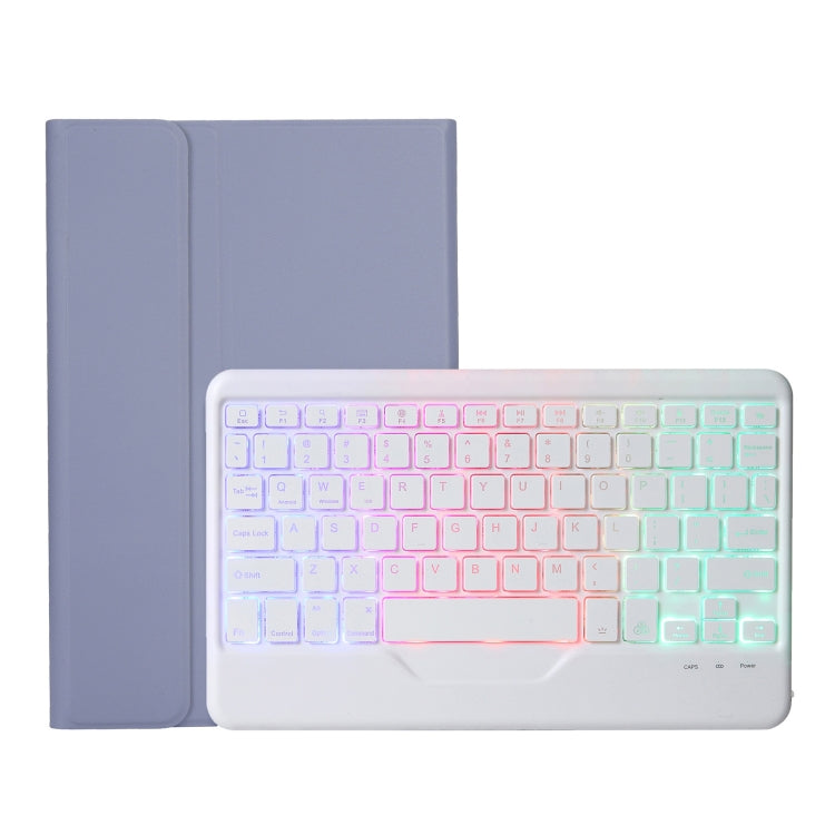 AHV7-BS Lambskin Texture Tri-color Backlight Bluetooth Keyboard Leather Tablet Case For Honor Tablet V7 Pro