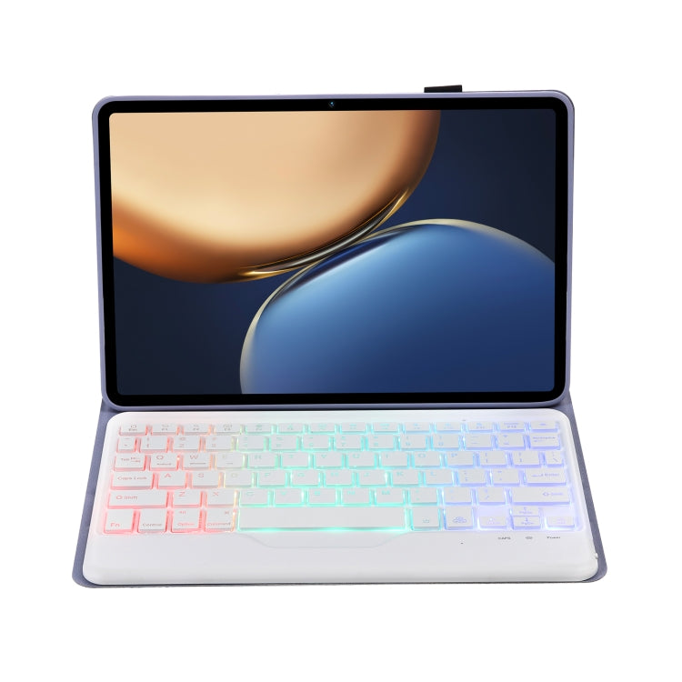 AHV7-BS Lambskin Texture Tri-color Backlight Bluetooth Keyboard Leather Tablet Case For Honor Tablet V7 Pro