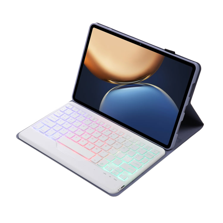 AHV7-BS Lambskin Texture Tri-color Backlight Bluetooth Keyboard Leather Tablet Case For Honor Tablet V7 Pro