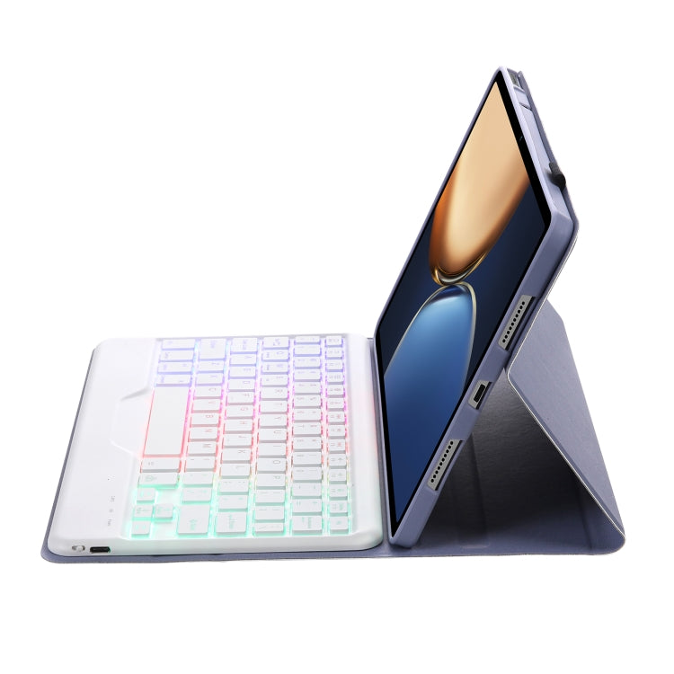 AHV7-BS Lambskin Texture Tri-color Backlight Bluetooth Keyboard Leather Tablet Case For Honor Tablet V7 Pro