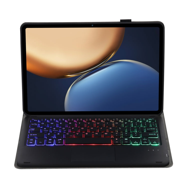 AHV7-AS Lambskin Texture Tri-color Backlight Bluetooth Keyboard Leather Tablet Case with Touchpad For Honor Tablet V7 Pro