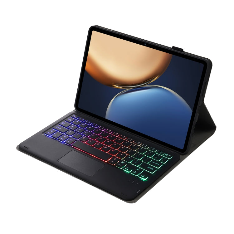 AHV7-AS Lambskin Texture Tri-color Backlight Bluetooth Keyboard Leather Tablet Case with Touchpad For Honor Tablet V7 Pro