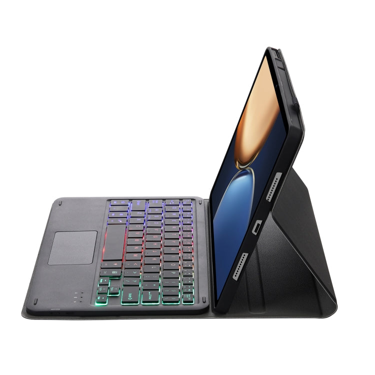 AHV7-AS Lambskin Texture Tri-color Backlight Bluetooth Keyboard Leather Tablet Case with Touchpad For Honor Tablet V7 Pro