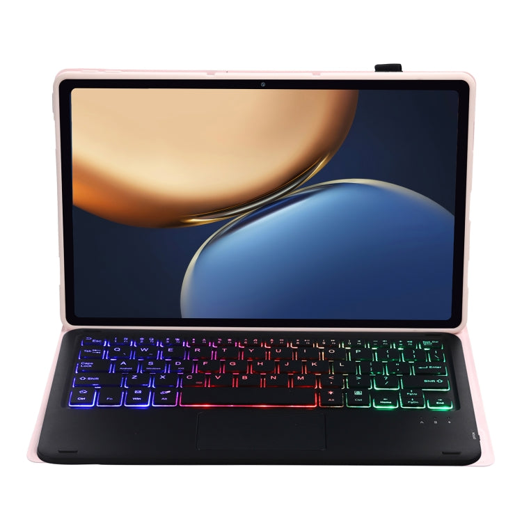 AHV7-AS Lambskin Texture Tri-color Backlight Bluetooth Keyboard Leather Tablet Case with Touchpad For Honor Tablet V7 Pro