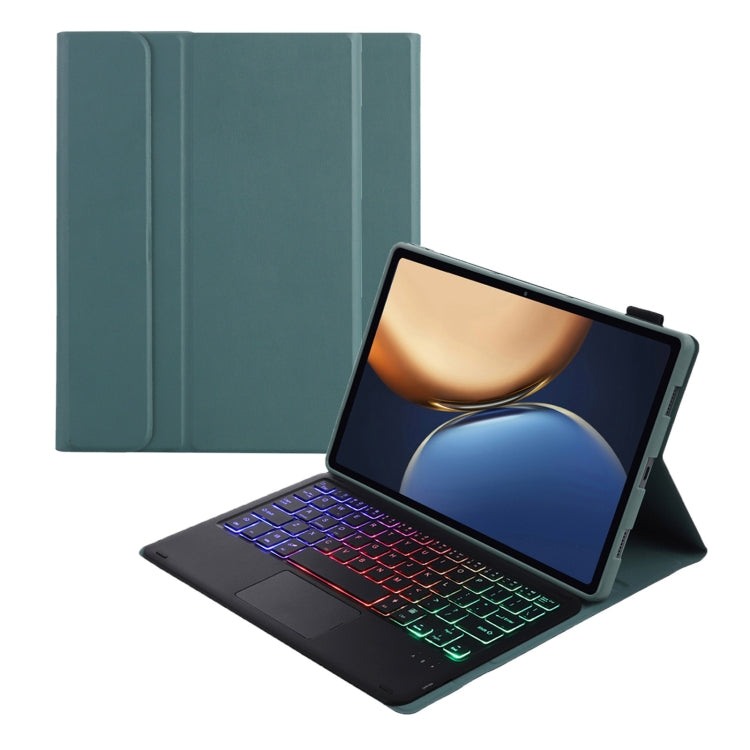 AHV7-AS Lambskin Texture Tri-color Backlight Bluetooth Keyboard Leather Tablet Case with Touchpad For Honor Tablet V7 Pro
