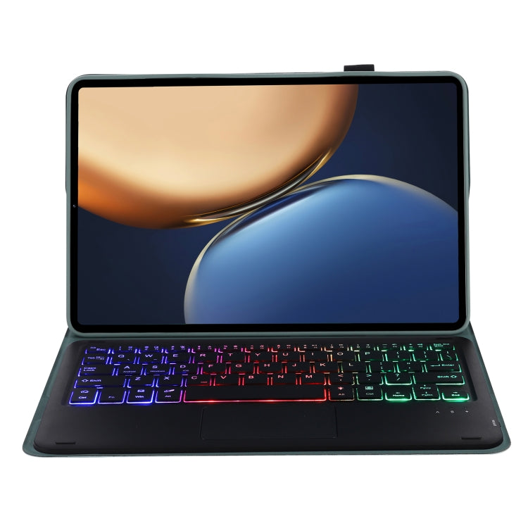 AHV7-AS Lambskin Texture Tri-color Backlight Bluetooth Keyboard Leather Tablet Case with Touchpad For Honor Tablet V7 Pro