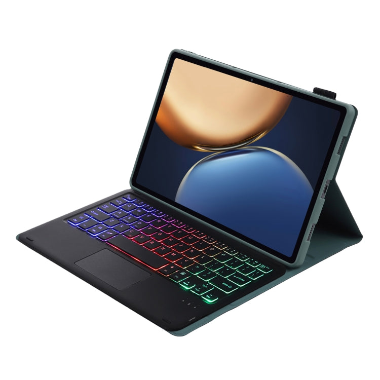 AHV7-AS Lambskin Texture Tri-color Backlight Bluetooth Keyboard Leather Tablet Case with Touchpad For Honor Tablet V7 Pro