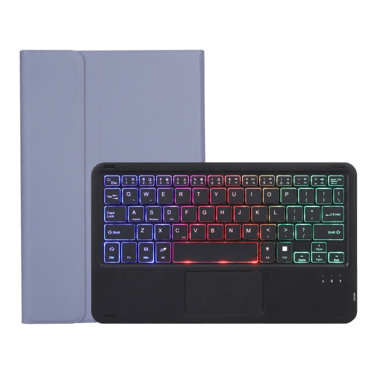 AHV7-AS Lambskin Texture Tri-color Backlight Bluetooth Keyboard Leather Tablet Case with Touchpad For Honor Tablet V7 Pro