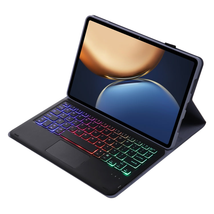 AHV7-AS Lambskin Texture Tri-color Backlight Bluetooth Keyboard Leather Tablet Case with Touchpad For Honor Tablet V7 Pro