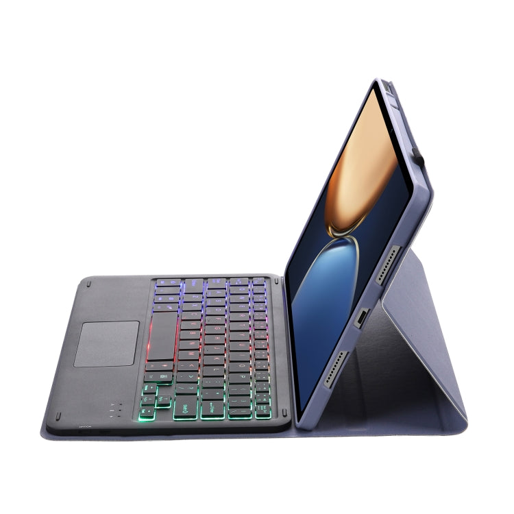 AHV7-AS Lambskin Texture Tri-color Backlight Bluetooth Keyboard Leather Tablet Case with Touchpad For Honor Tablet V7 Pro