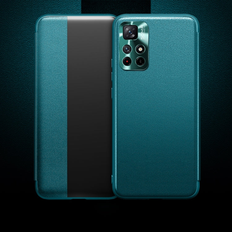 For Xiaomi Redmi Note 11 Magnetic Side Window View Shockproof Horizontal Flip Leather Phone Case