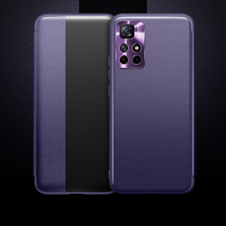 For Xiaomi Redmi Note 11 Magnetic Side Window View Shockproof Horizontal Flip Leather Phone Case