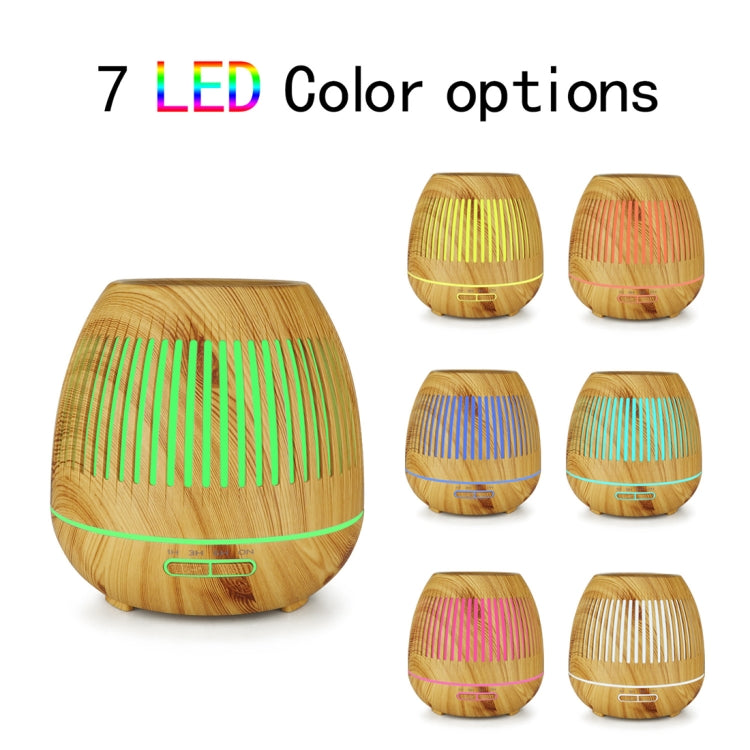 400ml Hollow-out LED Humidifier Wood Grain Air Purifier Aromatherapy Machine Automatic Alcohol Sprayer with Colorful LED Light, Plug Specification:AU Plug(Light Brown)